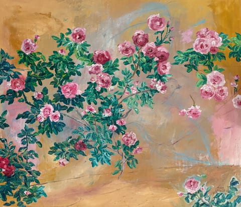 Welcome Roses by Kathy Leland, oil on canvas