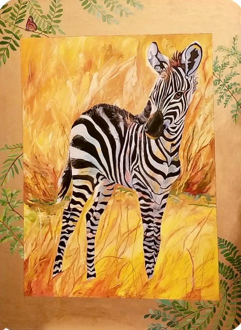 Zebra at Home by Kathy Leland, oil on canvas