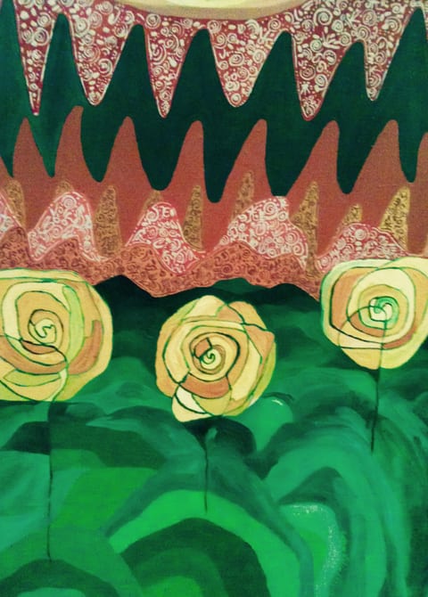 Abstract Flowers by Kathy Leland, oil on canvas