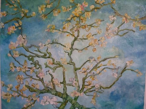 Almond Blossom after Van Gogh by Kathy Leland, oil on canvas