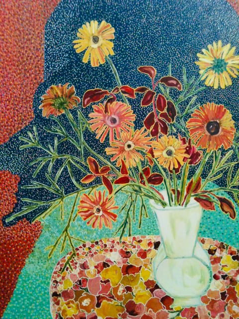 Gerbera Daisies by Kathy Leland, oil on canvas