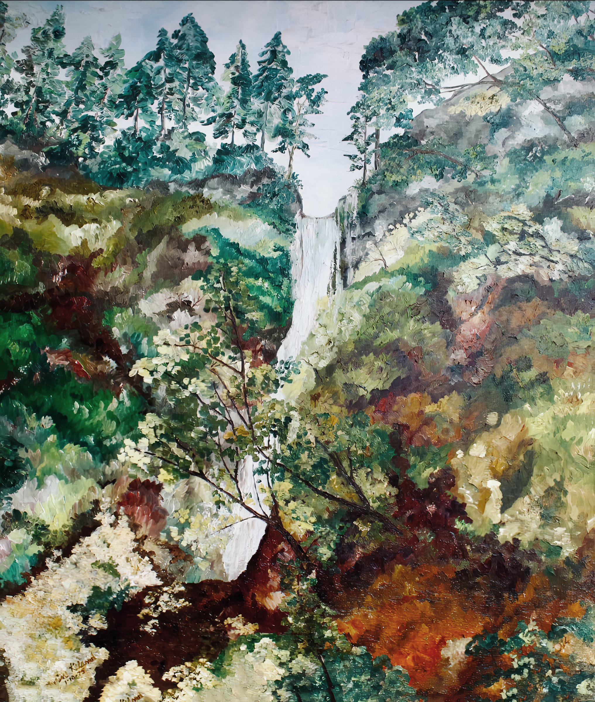 Multnomah Falls by Kathy Leland, oil on canvas