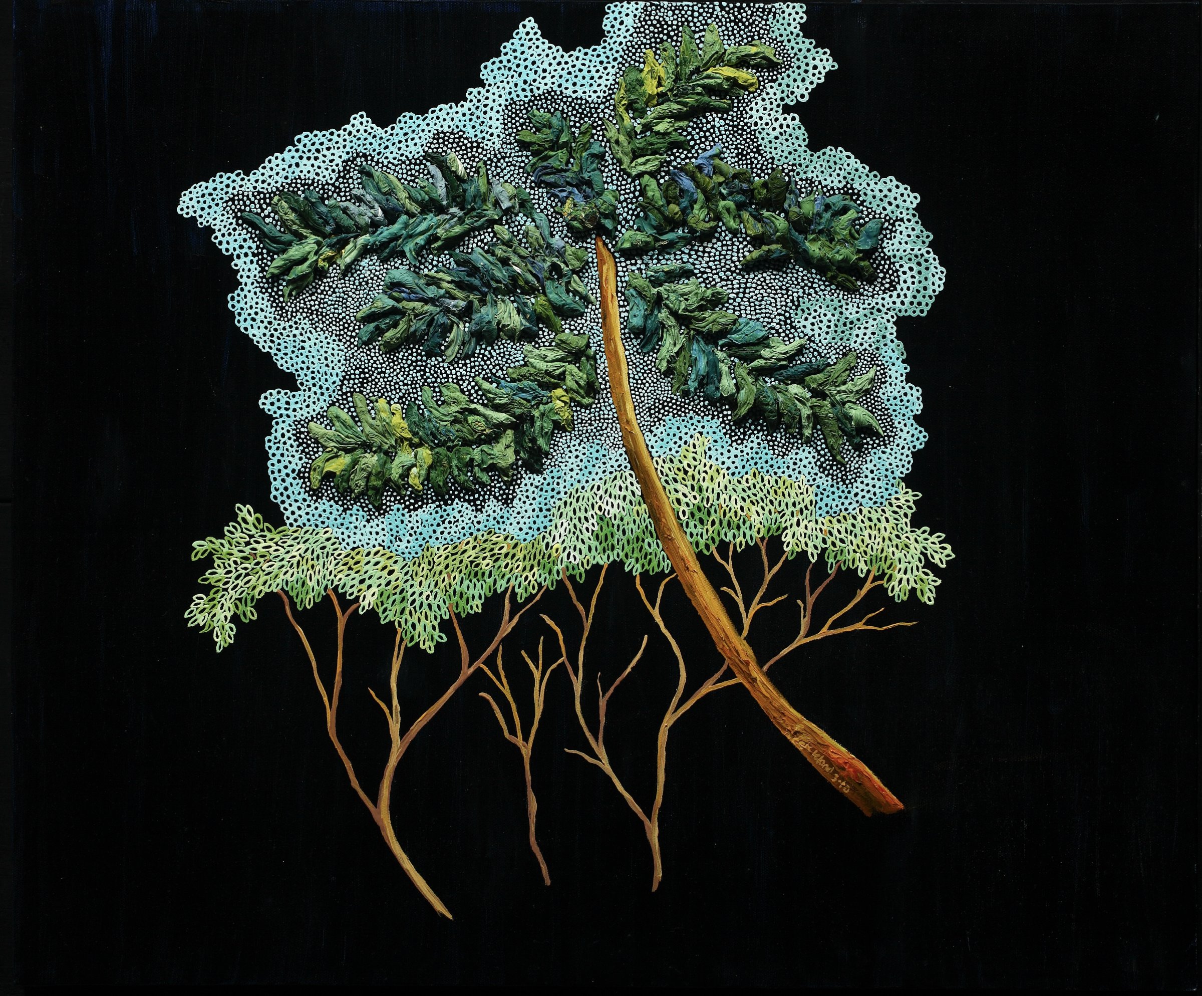 Tree of Life at Night I by Kathy Leland, oil on canvas