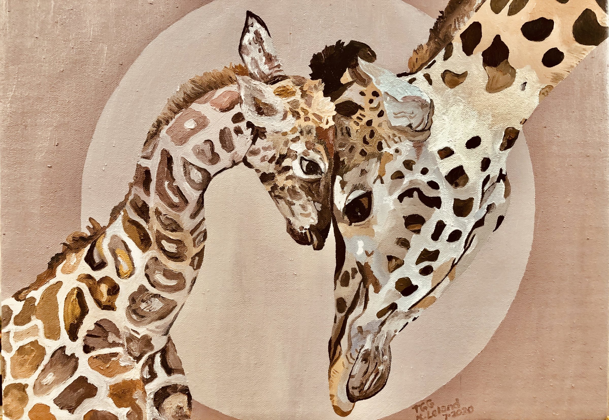 Giraffes by Kathy Leland, oil on canvas