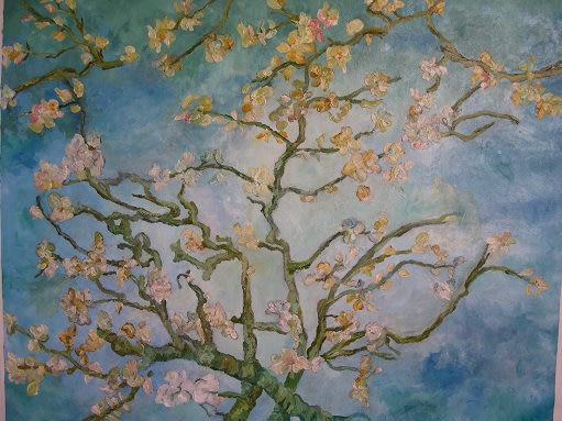 Almond Blossom after Van Gogh by Kathy Leland, oil on canvas