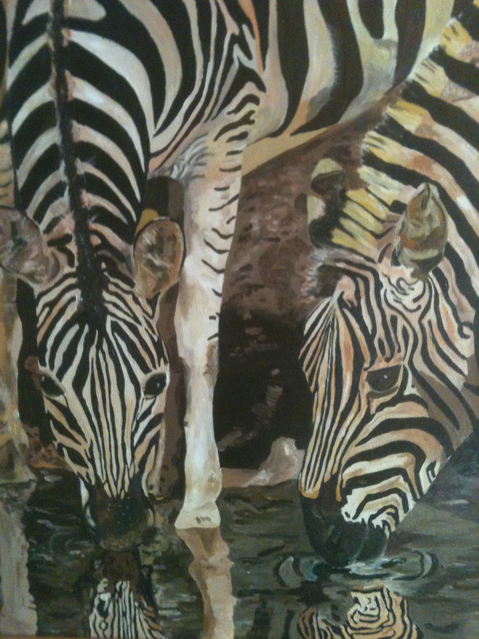 Two Zebras by Kathy Leland, oil on canvas