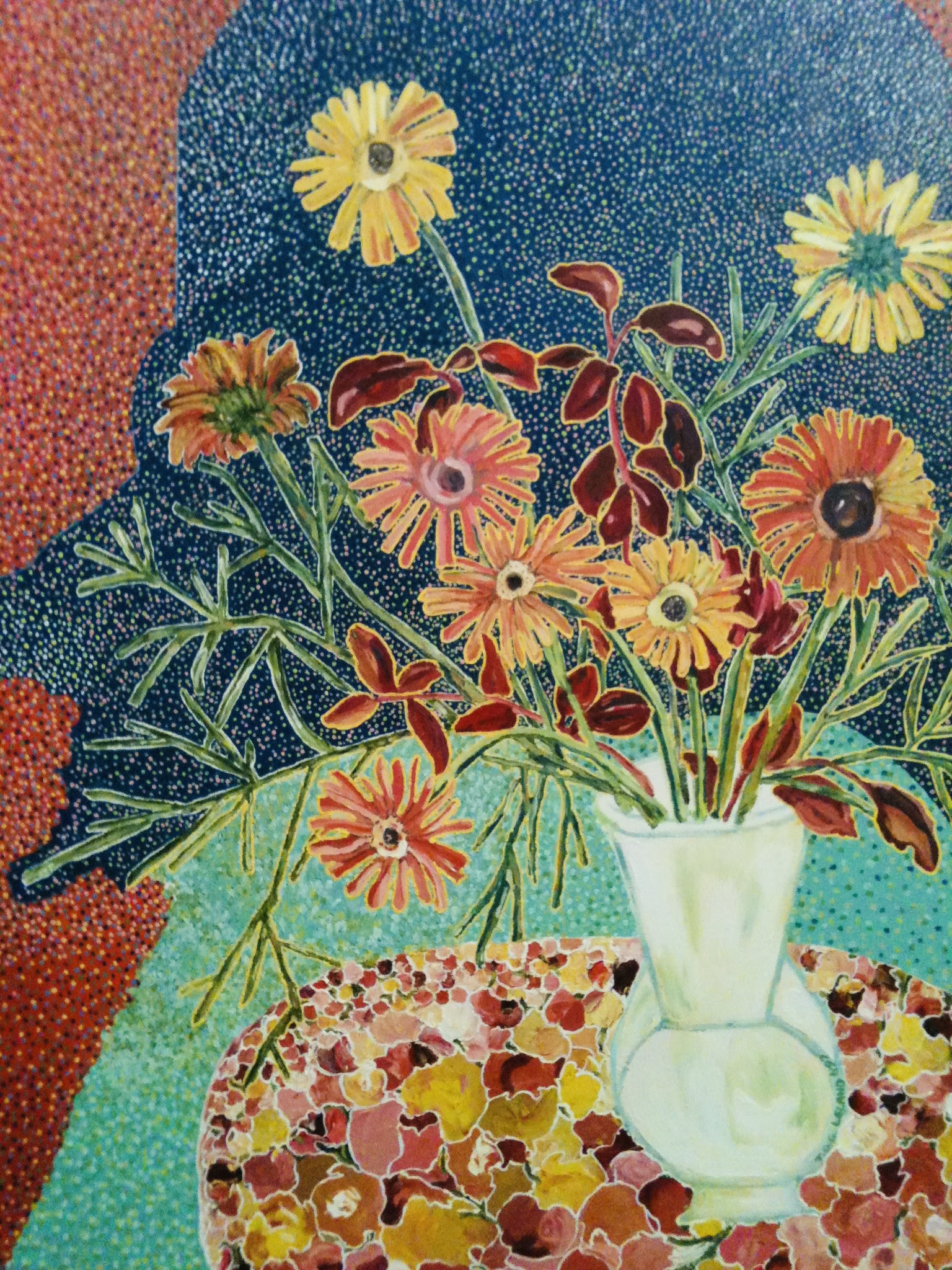 Gerbera Daisies by Kathy Leland, oil on canvas