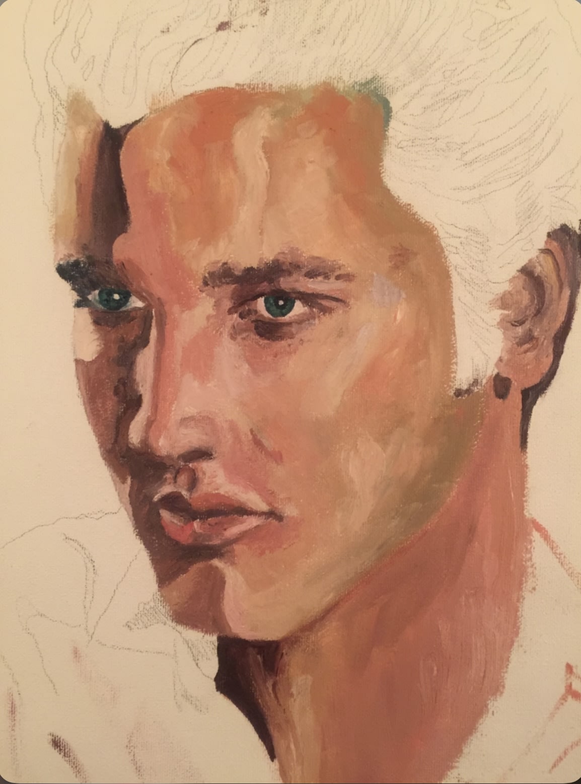 Elvis With White Hair by Kathy Leland, oil on canvas